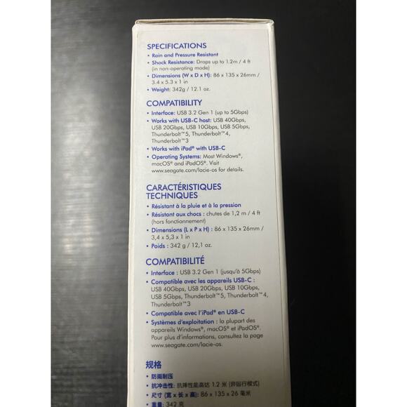 LaCie 5TB Rugged Mini Portable Hard Drive USB 3.0 (Sealed) - Picture 5 of 5